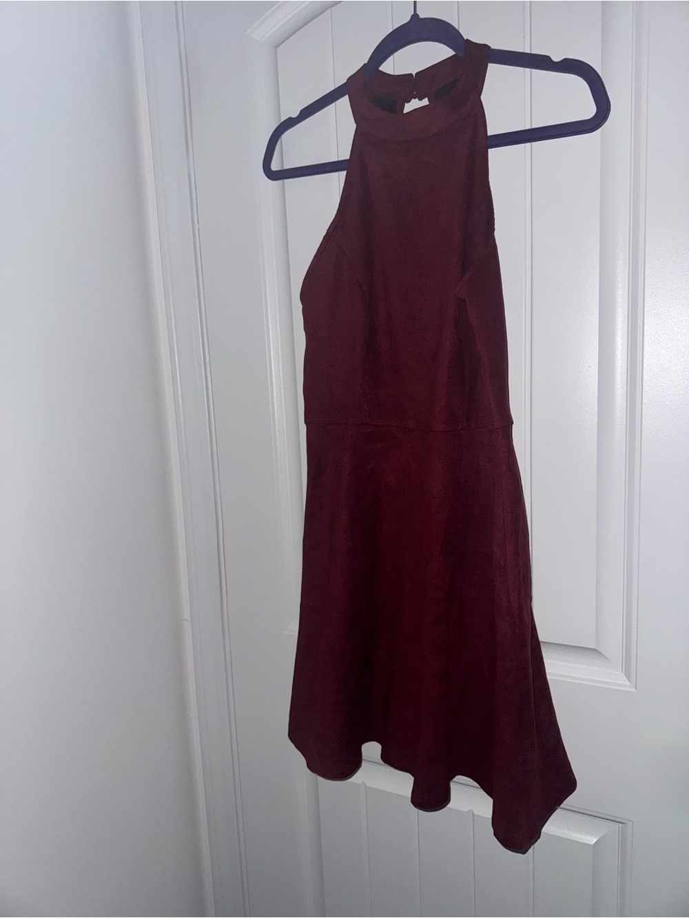 Altar’d State Burgundy Faux Suede Halter Fit & Flare Dress Size Small